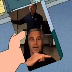 پیتر گریفین در حال دیدن ۲ کتاب حاوی عکس جفری اپستین