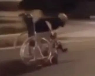 Speeding man on wheelchair