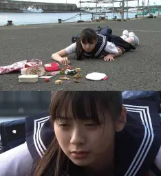 Asian girl on the ground