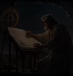 Philosopher man writing