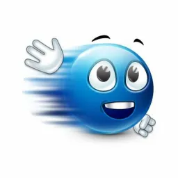 Blue emoji saying goodbye