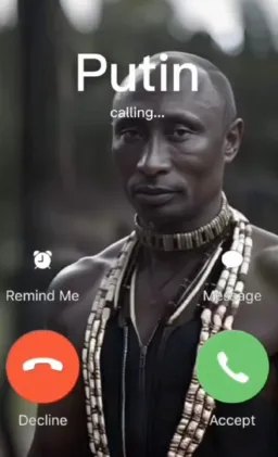 Black Vladimir Putin taking a call with the press