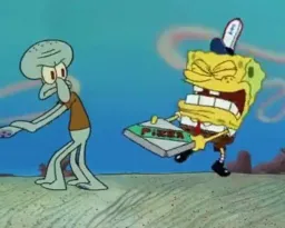 SpongeBob teasing an octopus