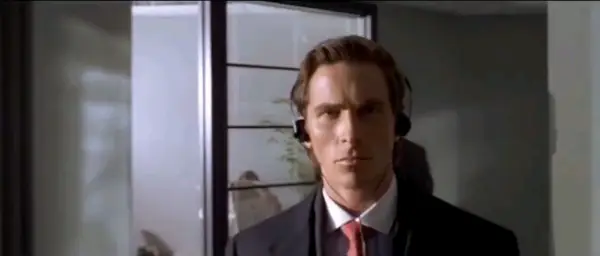 American psycho walking & listening to music