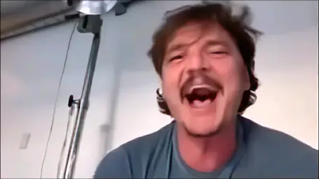 Pedro Pascal laughing then crying