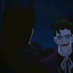 joker and batman laughing