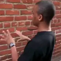 Man talking to a brick wall