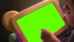 Child screaming after seeing tablet screen - green screen