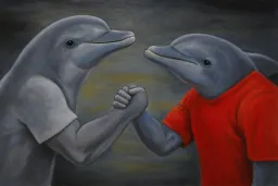 Two dolphins in the hands of