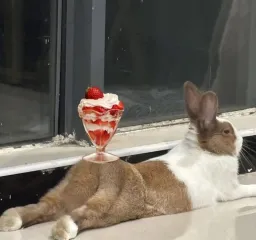 The rabbit relaxed