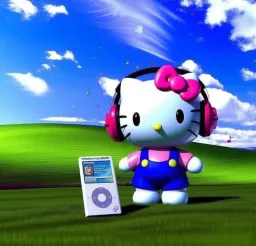 kitty Listening to music