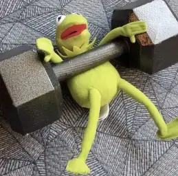 Kermit the frog lifting weighs