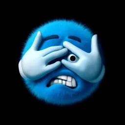 ایموجی آبی که دستش روی چشمشه