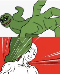 Wojak evading pepe hit