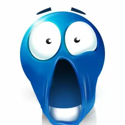 Surprised blue emoji with blue mouth