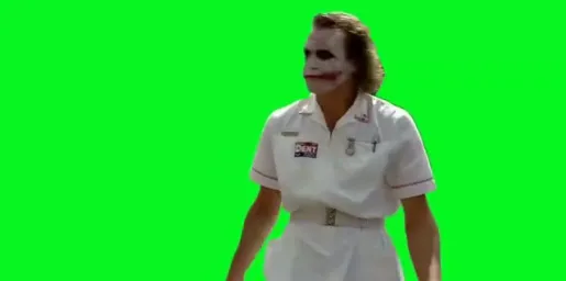 Joker is looking around the green screen