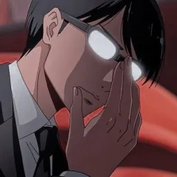 Thinker Anime character with light glasses