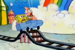 ترس باب اسفنجی و پاتریک بعد حرکت قطار