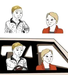 Wojak the driver and the woman in the car