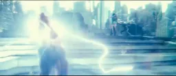flash looking at the superman