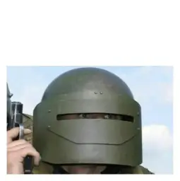 Man with armored helmet