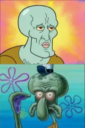 Handsome squidward vs angry squidward