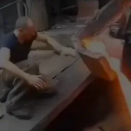 The man in the touch lava