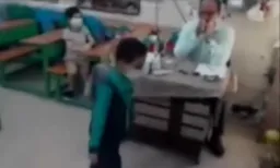 Baby dancing at school and empty class
