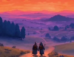 دو تا جادوگر درحال قدم زدن کنار هم