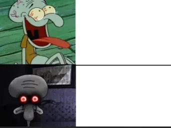 Squidward laugh vs dark stare