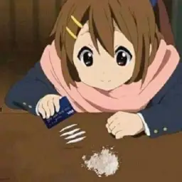 Anime girl playing with drugs with a card