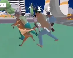 گوزن درحال رقصیدن با انسان ها