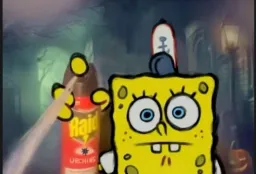 SpongeBob using insecticide