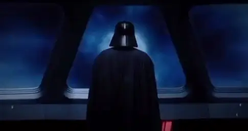 Darth Vader traveling in space