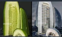 Compare the real tower and cucumber tower