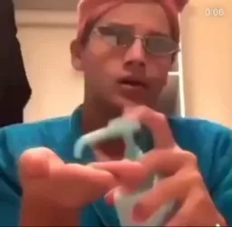 Man washing hands and doing movements ninja