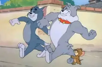 Spike, Tom and Jerry walking