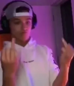 man showing middle finger