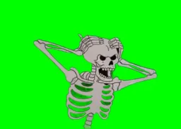 اسکلت متعجب پرده سبز