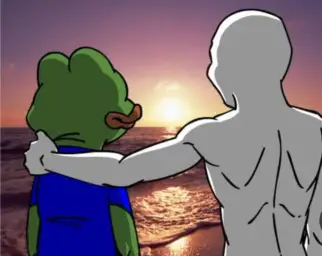 Pepe and Wojak watching sunset