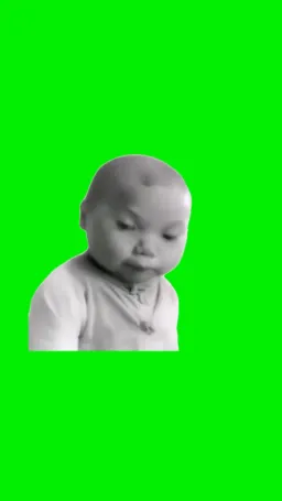 بچه در حال گرفتن جلوی خنده اش پرده سبز