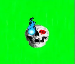 اسکلت با یک چشم آتشین آبی