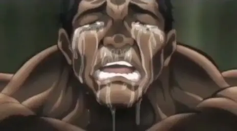 Baki muscular man  crying