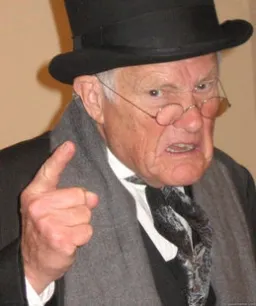 oldand angry man treating with a finger