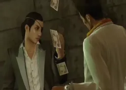 دو مرد در حال پز دادن با نشان دادن پول به فرد دیگر