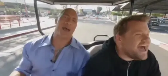 The Rock and James cordon singing what can i say except you're welcome