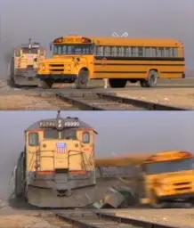 Train hitting bus