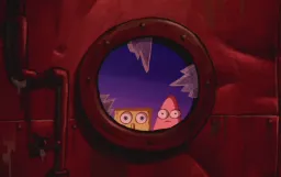Patrick and sphong bob look out window