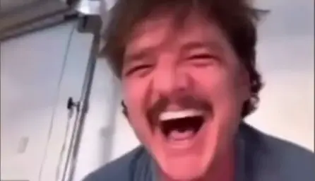 Pedro Pascal laughing and crying