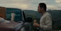 Sadness of man while eating after see phone